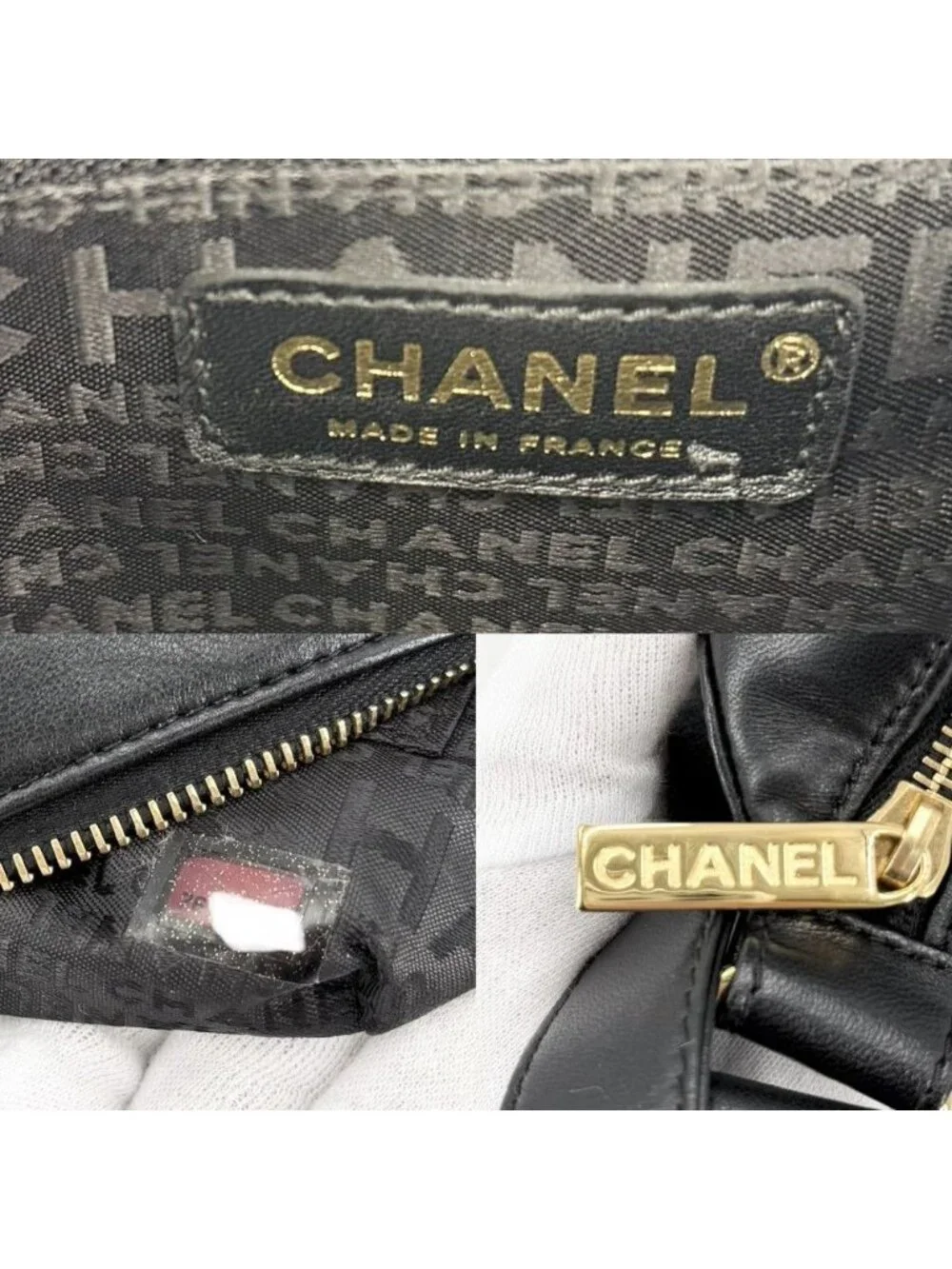 Chanel Shoulder Bag Choedge Coat CC Logo Lambskin Black Gold Vintage